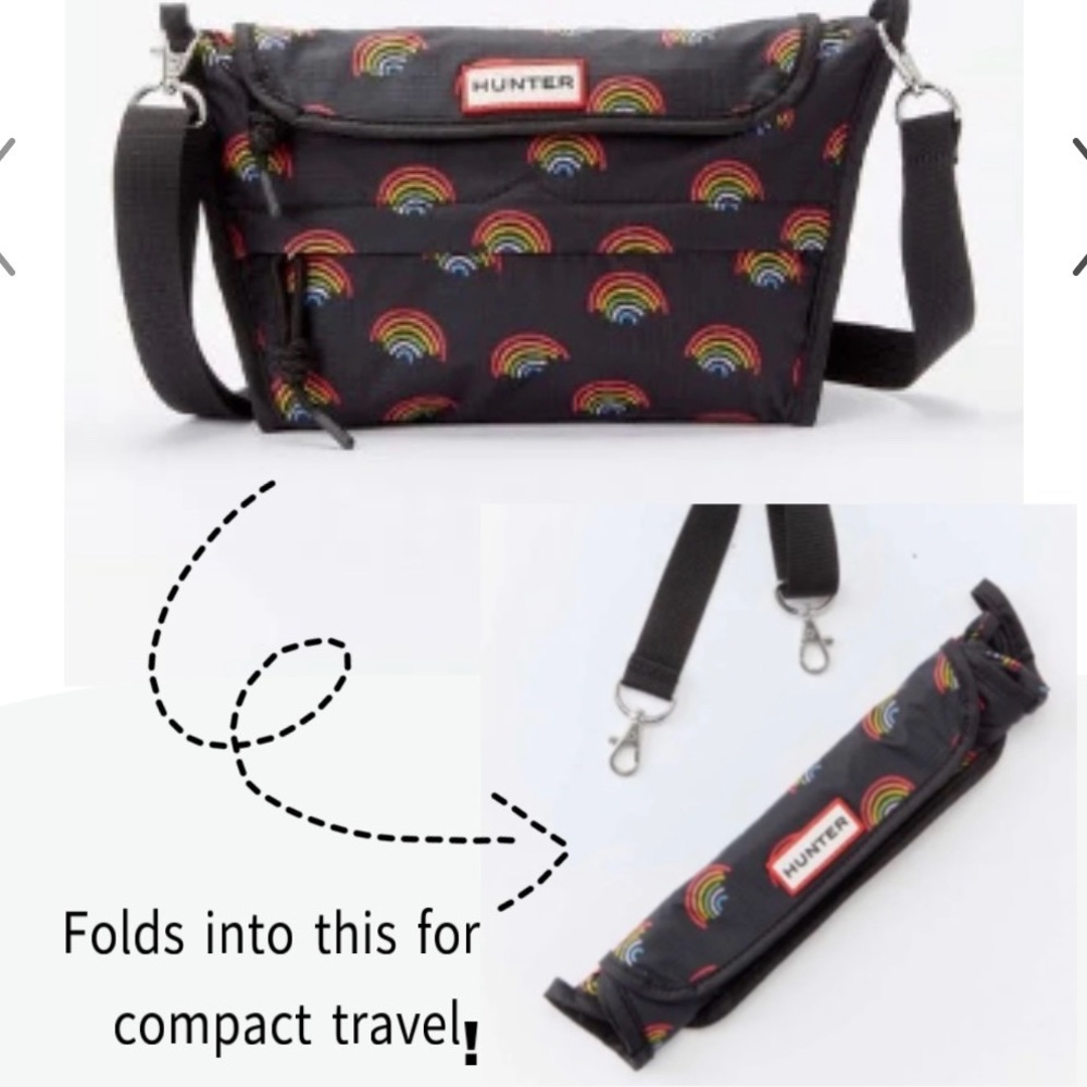 Hunter Original Packable Rainbow Mini
Black Crossbody Bag NWT